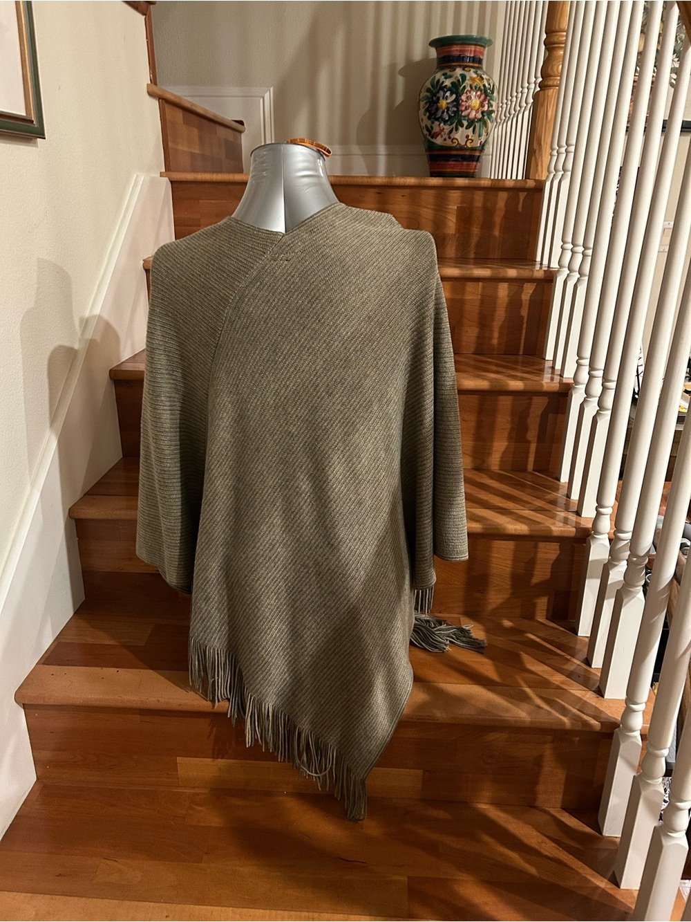 Steve Madden Olive Fringe Knit Poncho - Picture 2 of 7